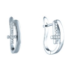 Серьги из серебра с фианитами "Крест" Серьги из серебра с фианитами "Крест"