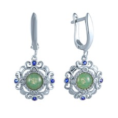 Серьги из серебра с агатами и фианитами Серьги из серебра с агатами и фианитами