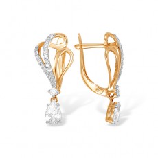 Серьги из золота 585 пробы с фианитом Серьги из золота 585 пробы с фианитом