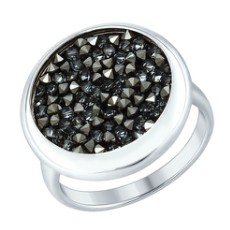 Кольцо из серебра с черными кристаллами Swarovski Кольцо из серебра с черными кристаллами Swarovski